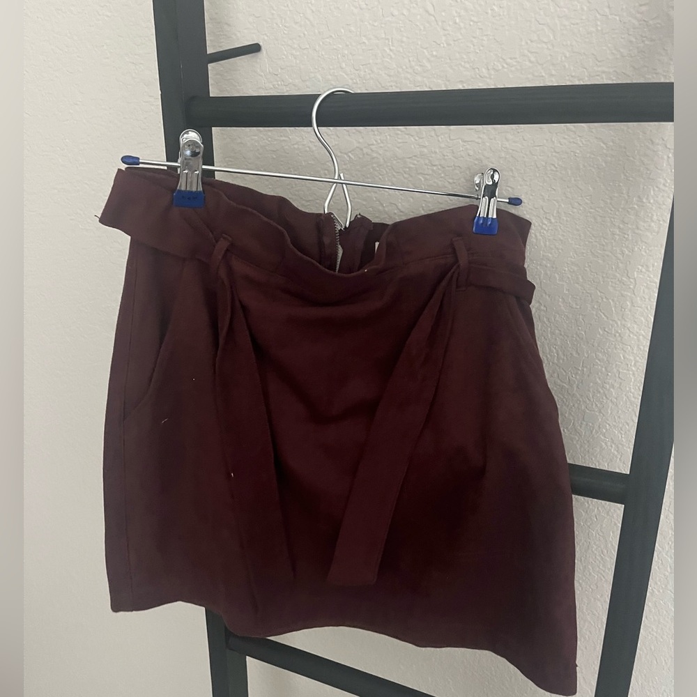 Maroon Abercrombie & Fitch Suede Mini Skirt